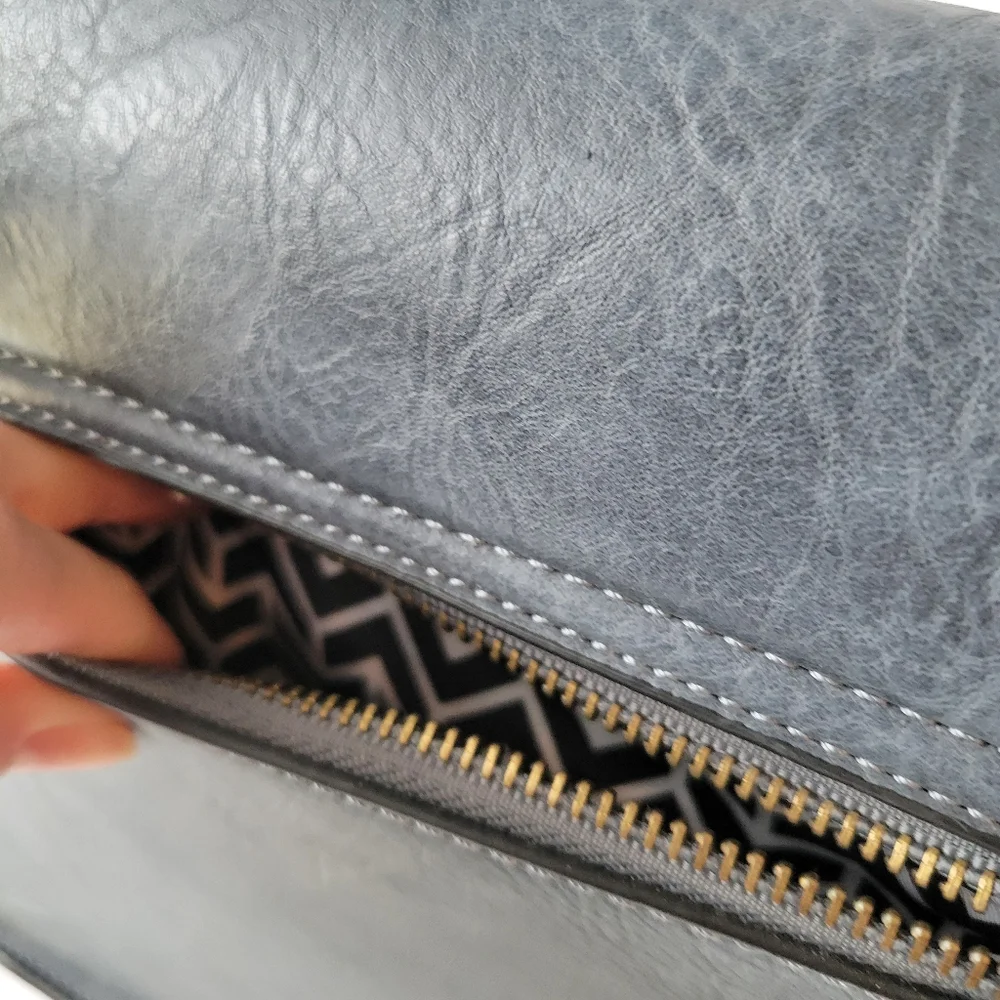 Antik Kraft Gray/ Blue Western Studded Saddle Bag Purse